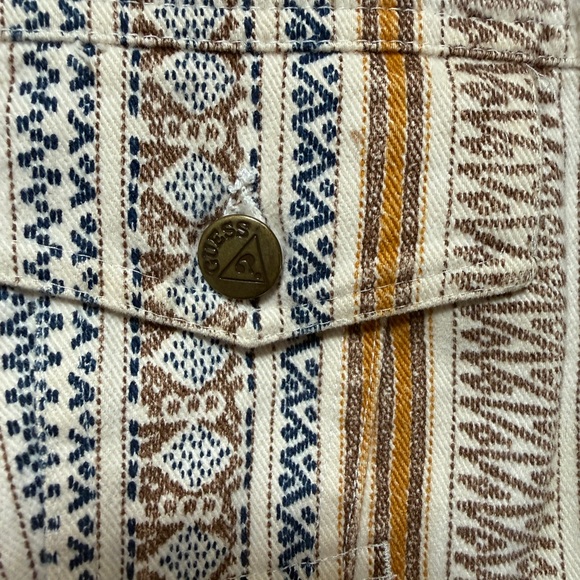 VINTAGE Guess by Georges Marciano Boho Southwestern Denim Vest-Made in USA-Small - Picture 8 of 12